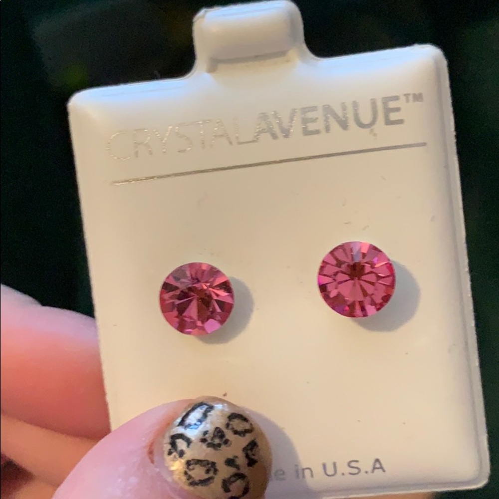 Pink sparkly studs “crystal avenue” earrings - Picture 4 of 4